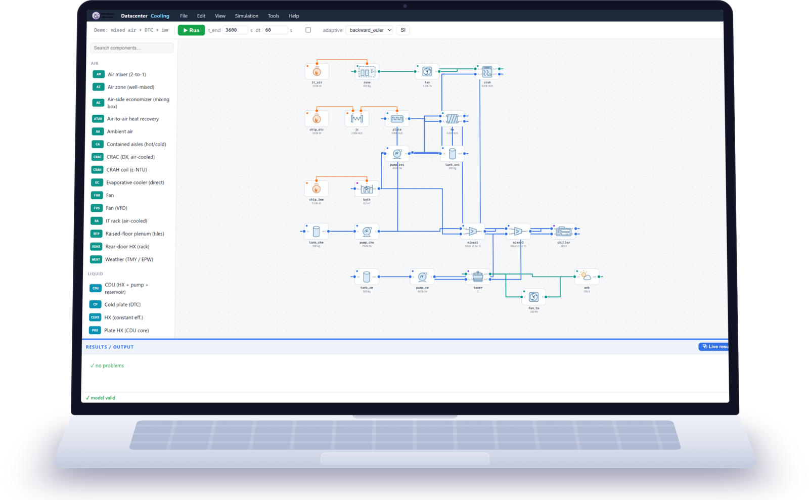 Multi Optimization software running on a laptop