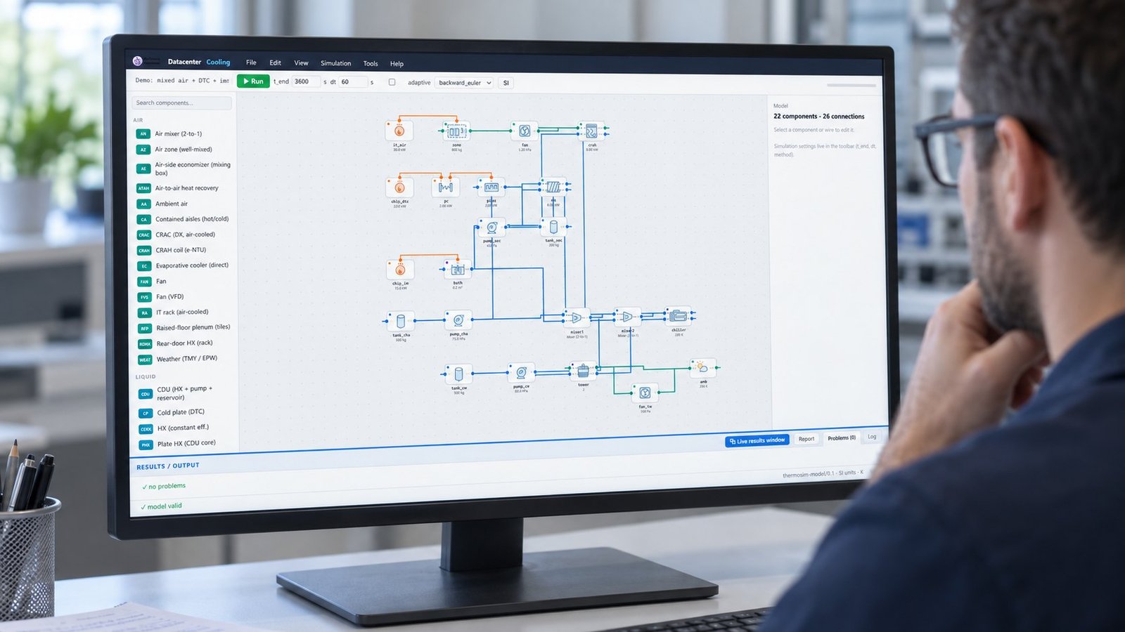 Cooling-system model AI data center cooling standards mapped in a connected air and liquid cooling model