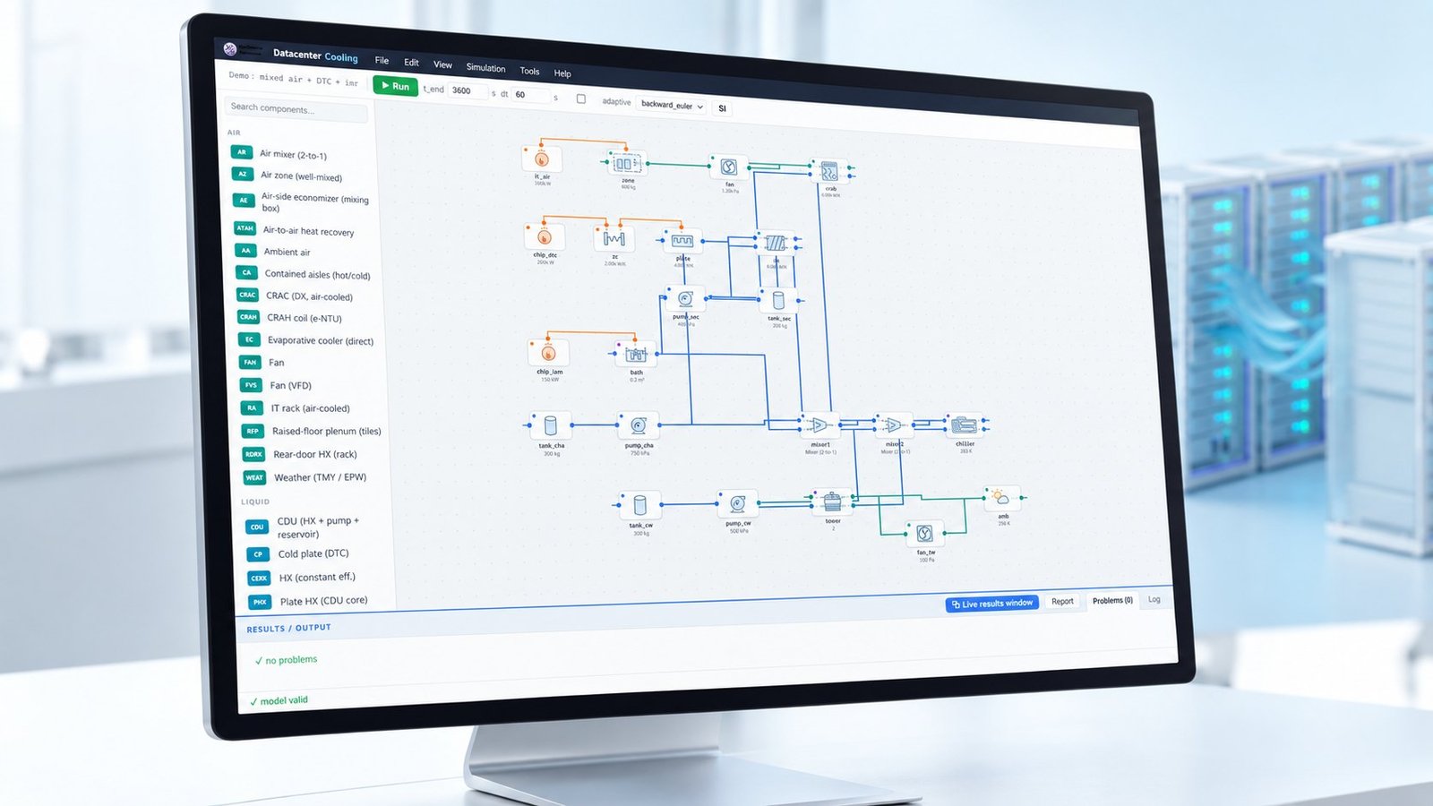 Node-Based Cooling Model Data center cooling system companies reviewed in a node-based simulation