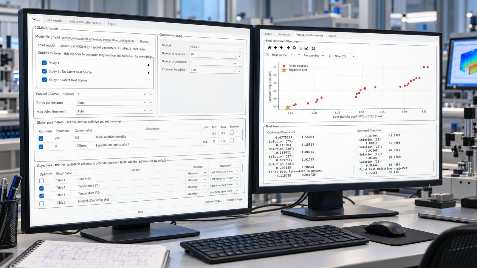 COMSOL Multiphysics price planning with a parallel optimization setup screen