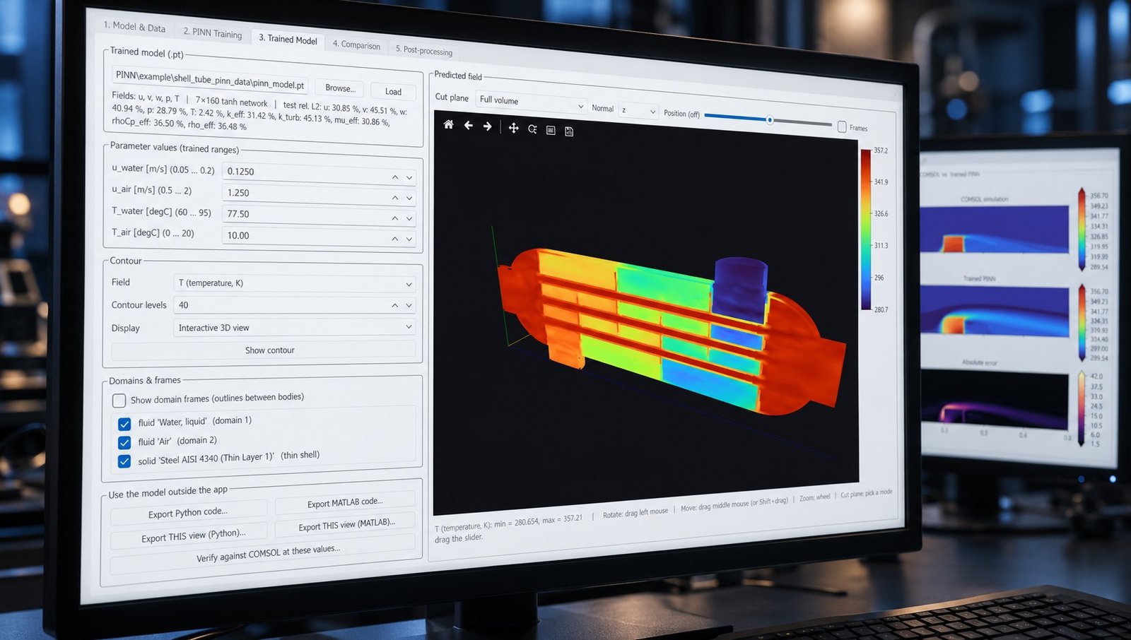 Trained CDU thermal field Multi Optimization trained-model thermal contour for liquid-to-liquid CDU analysis
